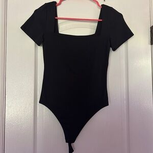 black aritzia short sleeve square neck bodysuit